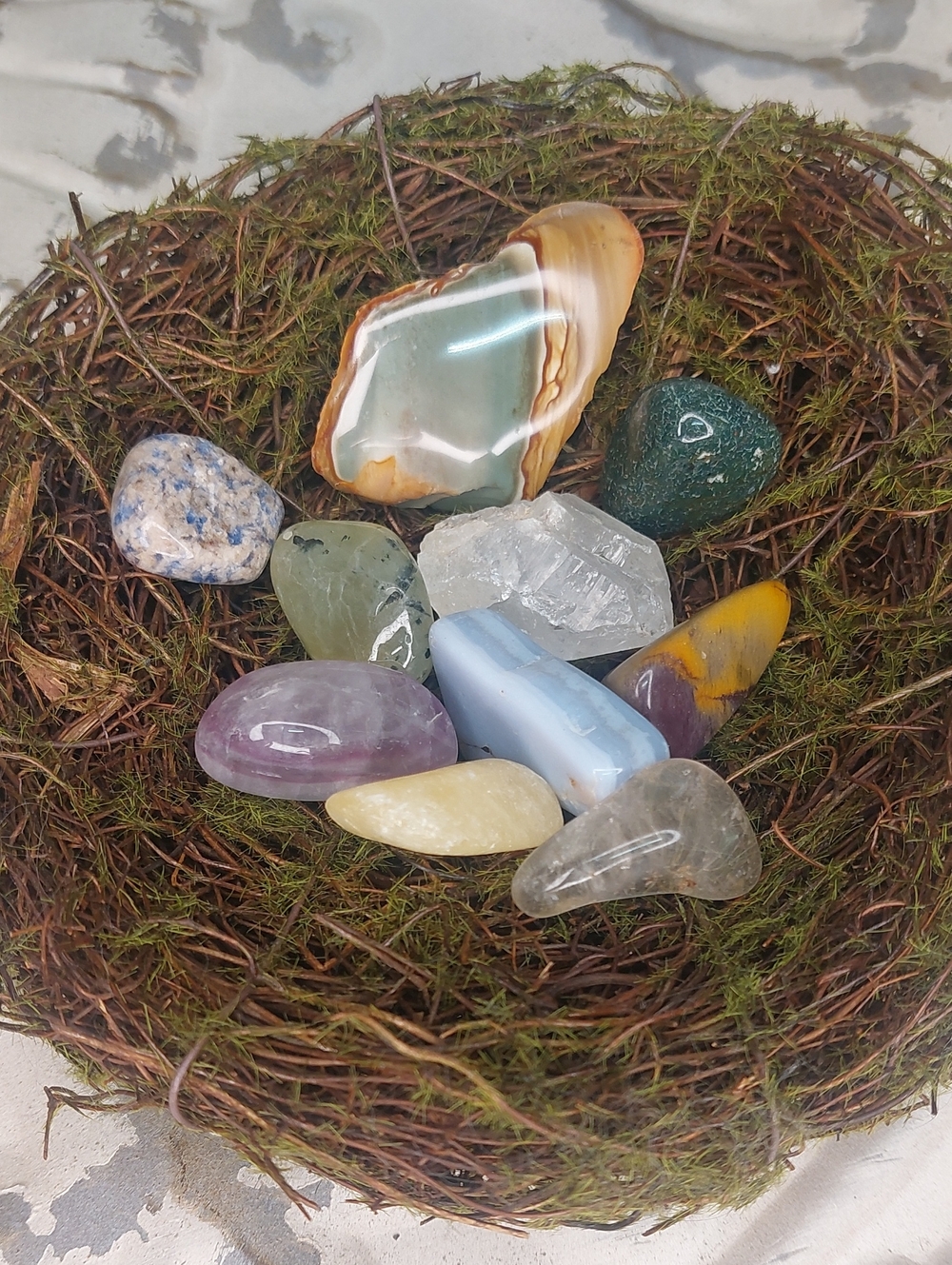 Curated Crystal Collection, Quartz, Prehnite, Blue Lace Agate, Fluorite, & More